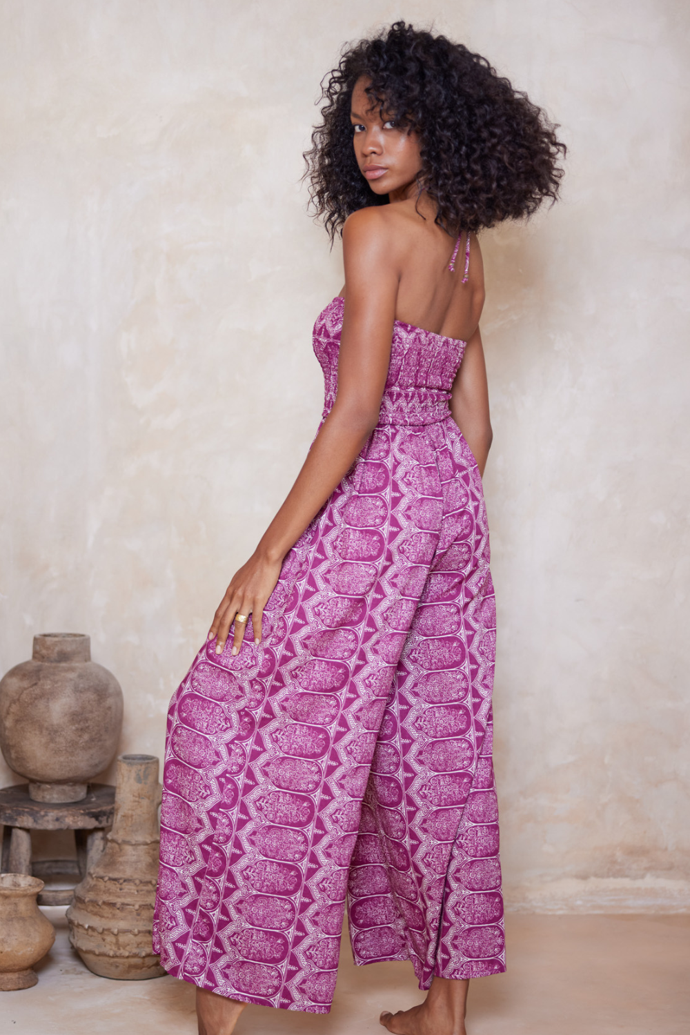 Kienna Flores Jumpsuit Crimson Sand Tigerlily