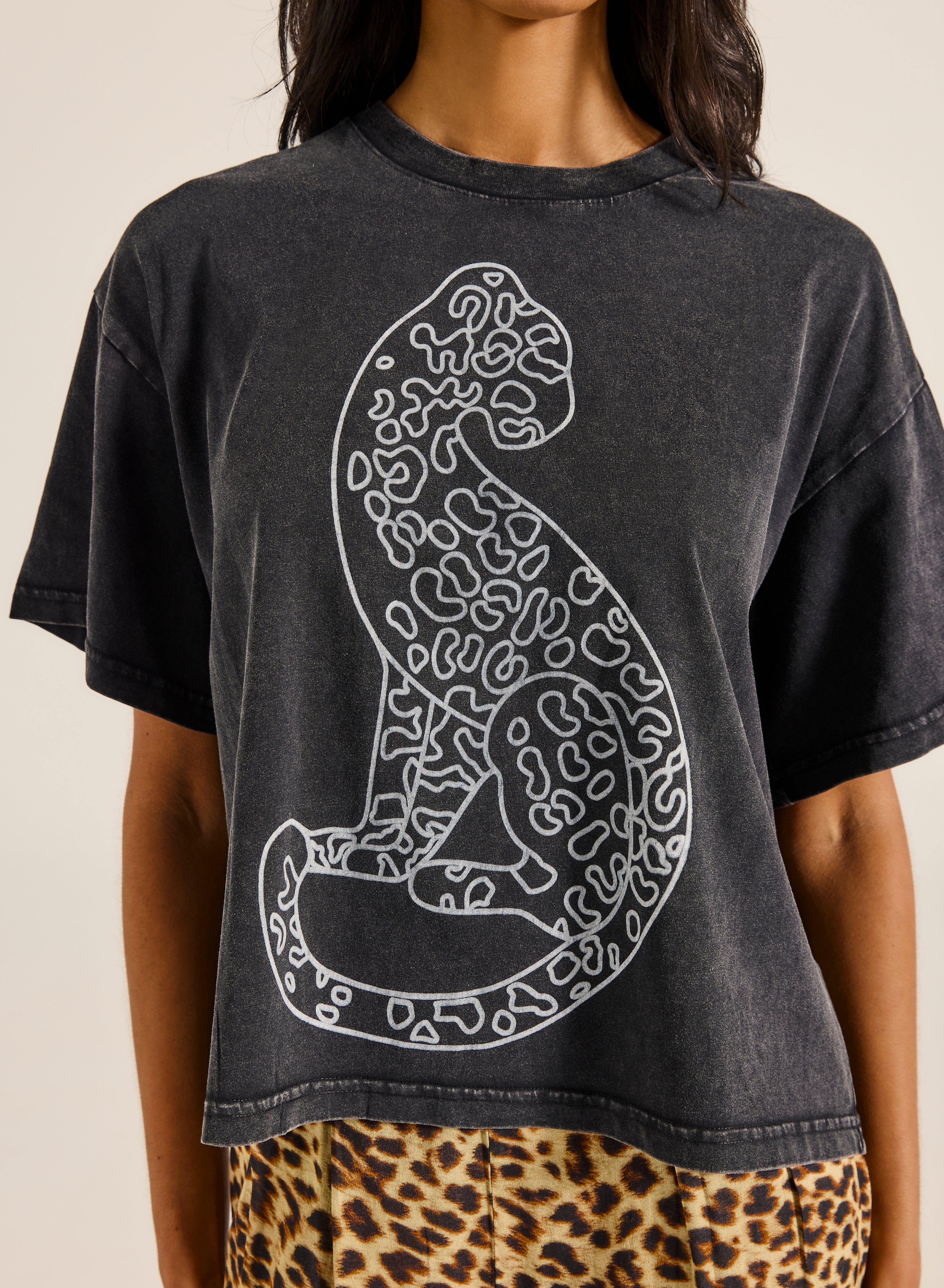 Jungle Leopard Boxy Crop Tee
