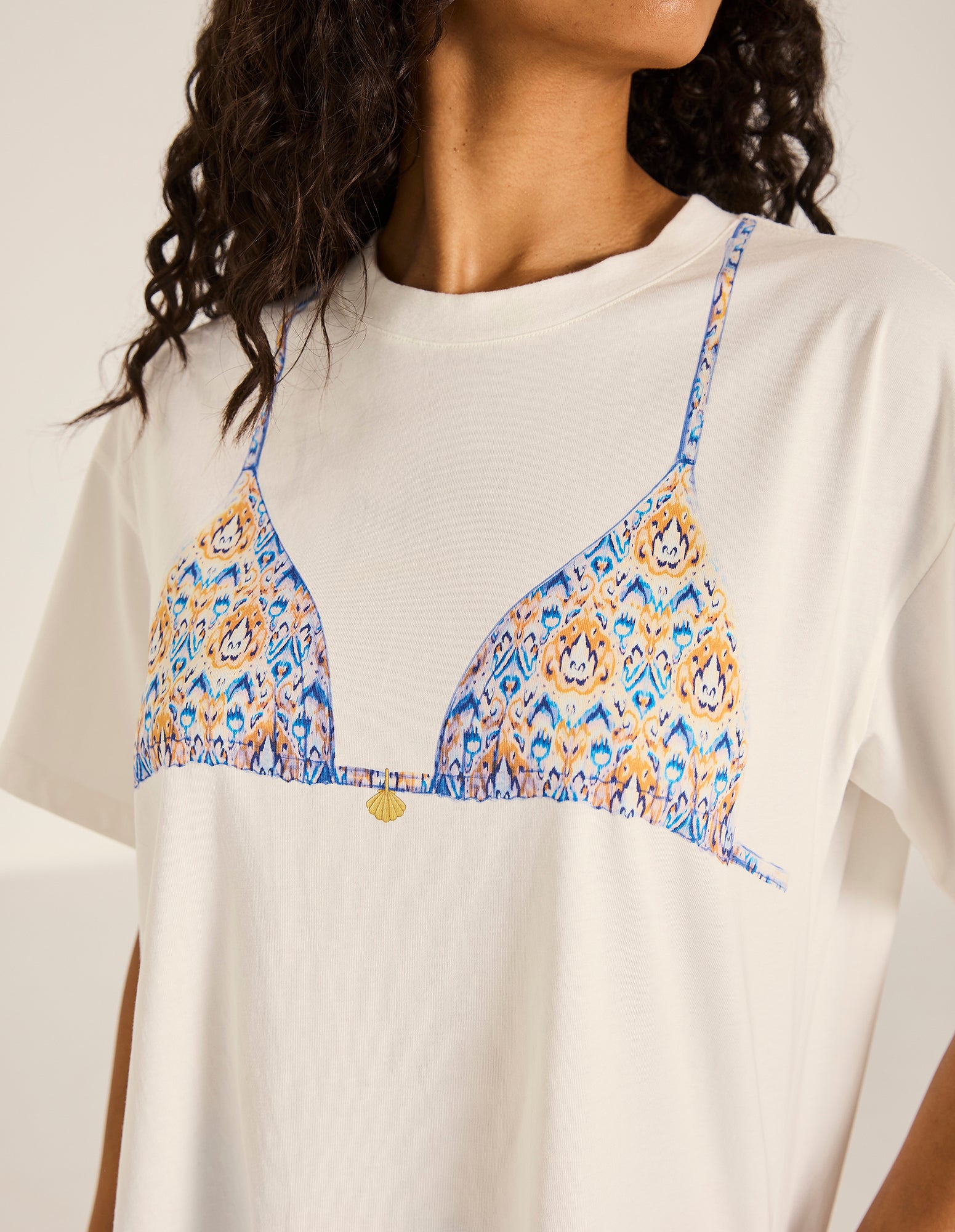 White Azura Bikini Boxy Crop Tee