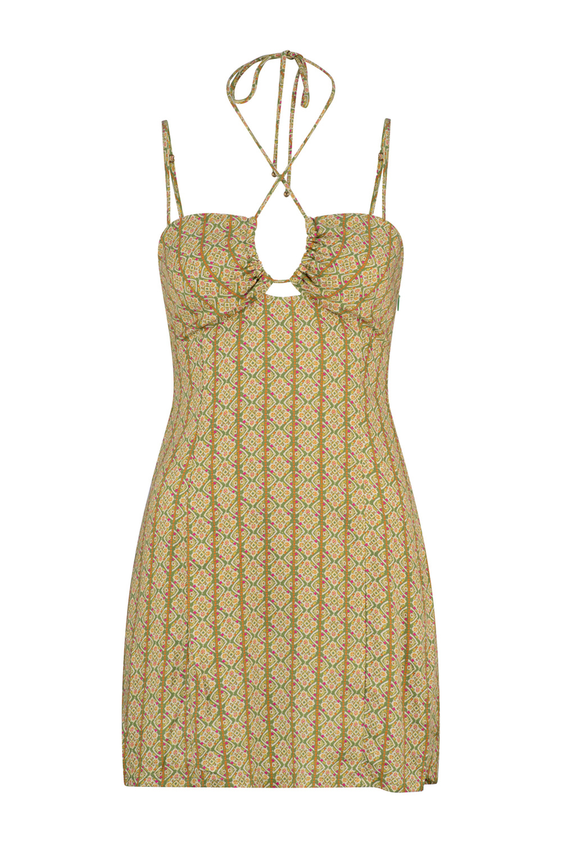 Alora Olive Mini Dress - Kiwi Geo