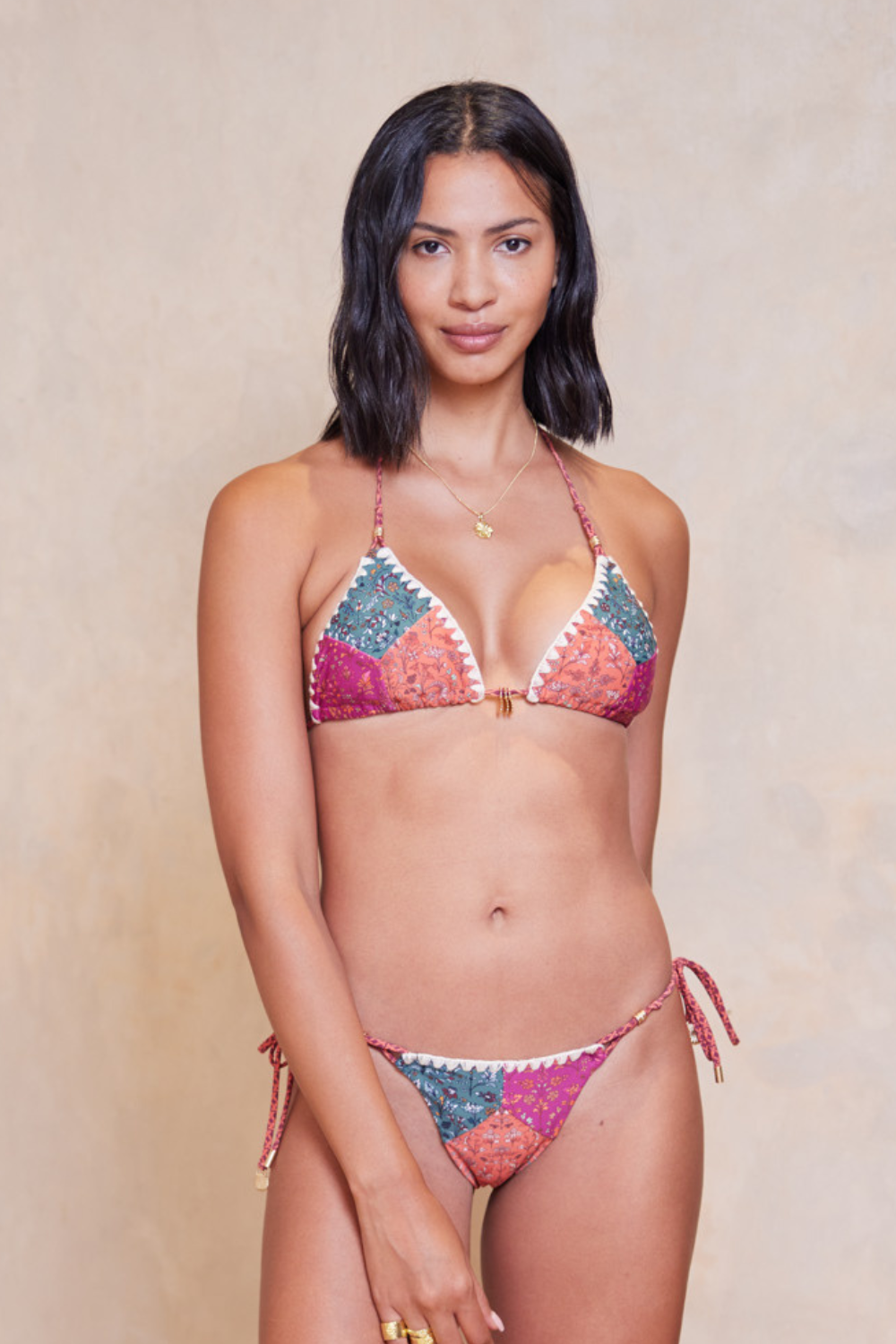 Alexandria Tara Tri Bikini Top - Floral Patchwork