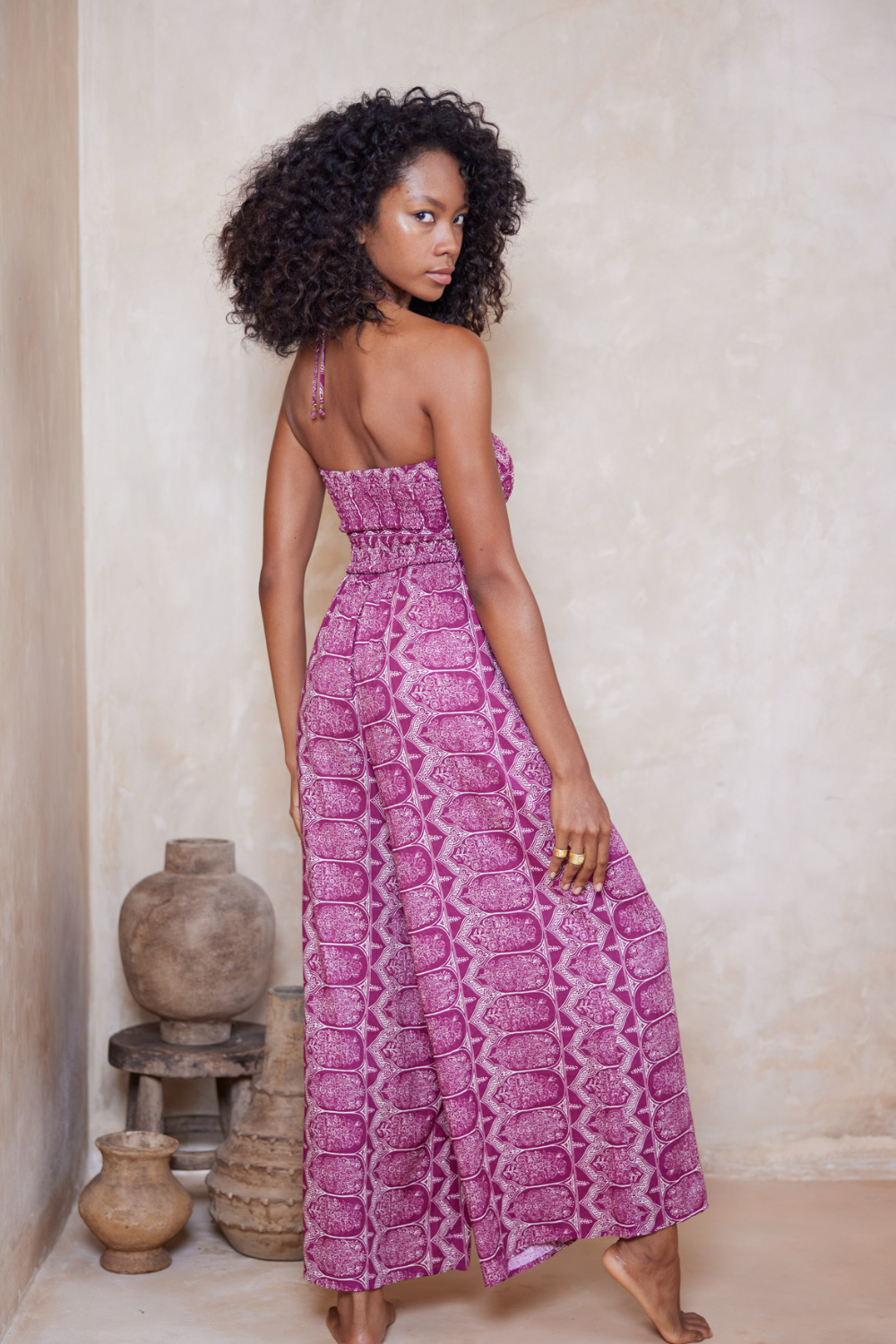 Kienna Flores Jumpsuit Crimson Sand Tigerlily