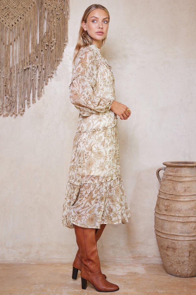 Cordelia Fern Midi Dress - Ivory